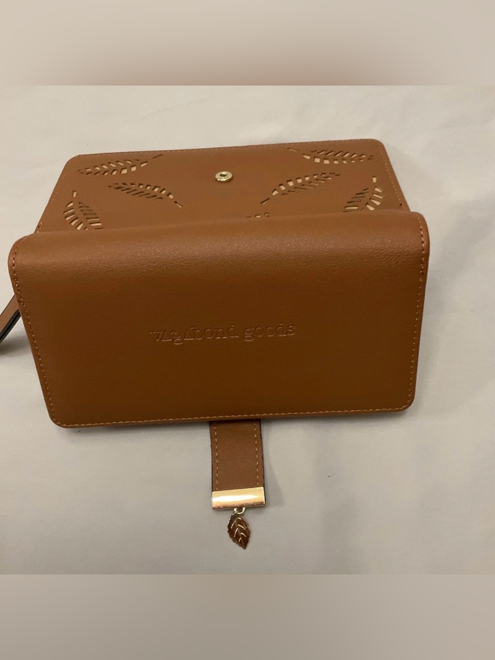 Vagabond Goods Wallet Wanderlust Brown Vegan Leather Leaf Cutouts
